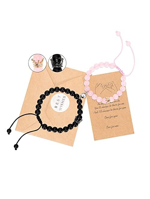 Jeka Magnetic Matching Couples Bracelets Natural Stone Beaded Long Distance Relationships Gifts for Men Women His Hers Friends