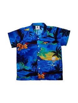 SALTEEBAY Funky Hawaiian Shirt Boys/Kids Sunset Surf Print Aloha
