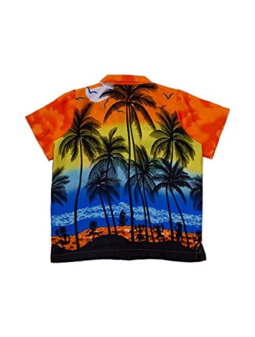 SALTEEBAY Funky Hawaiian Shirt Boys/Kids Beach Palms Print Aloha