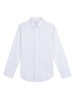 Boys' Long Sleeve Patterned Dress Shirt, Style with Buttoned Cuffs
