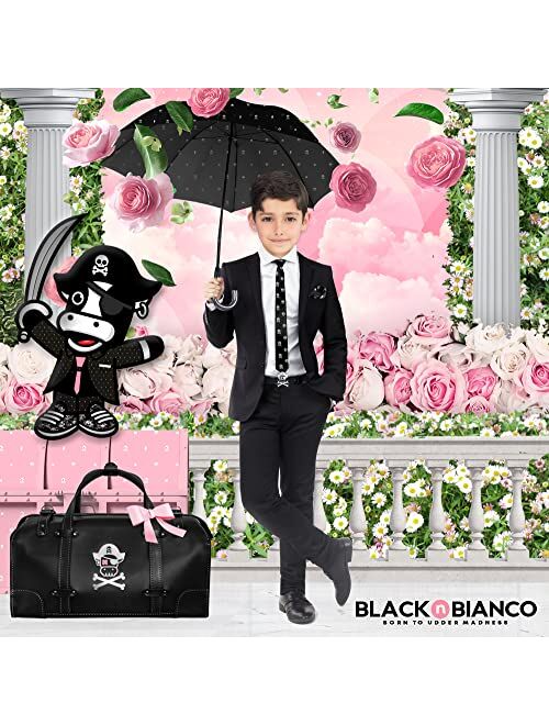 Black n Bianco Boys Slim Fit Suit Rosefia Style Five Piece Set