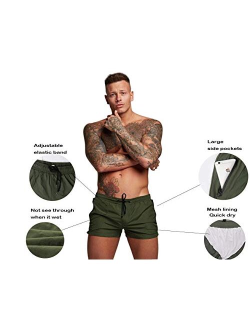 Redqenting Men’s Swim Trunks Quick Dry Funny Swim Shorts Board Shorts with Triangle Mesh Lining （Regular & Extended Sizes
