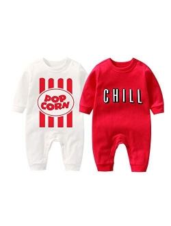 YSCULBUTOL Baby Bodysuit Yummz Tomato Ketchup Mustard Red Yellow Twins Set Boys Girls Clothes Twins Baby Outfits
