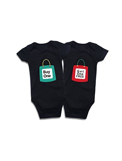 DEFAHN Funny Twins Baby Bodysuits Boys Girls Rompers 2 Pack Twin Matching Clothes Outfits for Newborn Infant