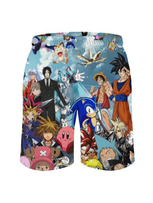 Xxtigk Anime Men's Beach Shorts, Funny Summer Swim Trunks Quick Dry Board Shorts