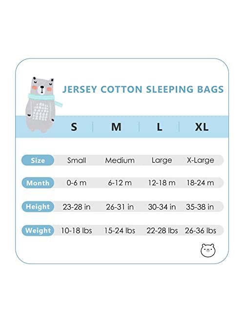 TILLYOU Jersey Cotton Sleep Sacks, S/M/L/XL