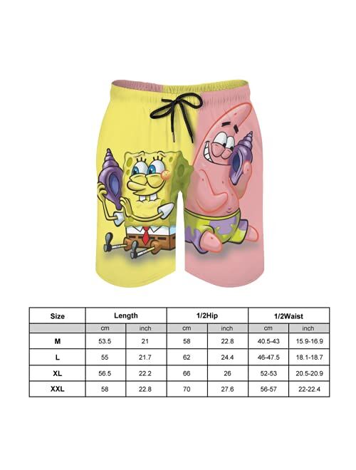 Xxtigk Cartoon Men's Beach Shorts, Funny Summer Swim Trunks Quick Dry Board Shorts
