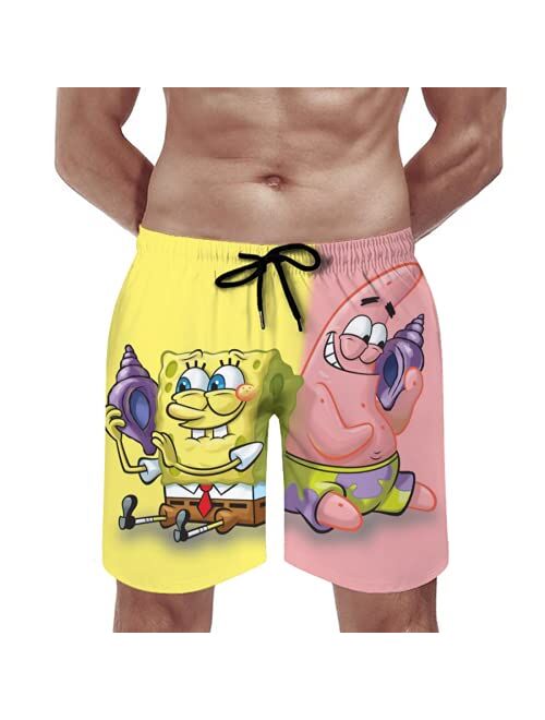 Xxtigk Cartoon Men's Beach Shorts, Funny Summer Swim Trunks Quick Dry Board Shorts