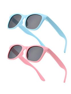 COASION Kids Polarized Sunglasses TPE Rubber Bendable Flexible Frame for Girls Boys Toddlers age 3 - 9
