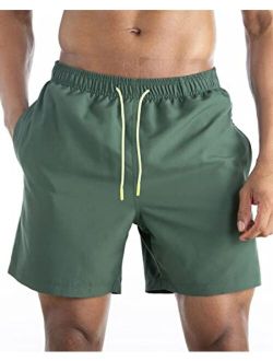 JIEFULL Mens Swim Trunks Quick Dry Beach Shorts with Pocket and Mesh Lining Surfing Shorts