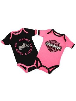 Harley-Davidson Baby Girls' Daddy Rides A Harley Creeper 2-Pack 1103052