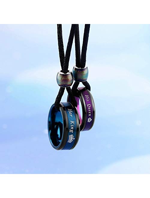 YADOCA 4Pcs Couple Necklace Bracelets Matching Set For Women Men Stainless Steel Couples Pendant Heart I Love You CZ His/Her Promise Necklace His Hers Bracelet Lovers Valentine Gift In | Whizz - Foto 10