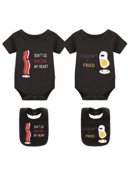 YSCULBUTOL Baby Twin Bodysuit Perfect Together Romper Best Friend Bacon Eggs Twins Set Double Baby Twin Outfit