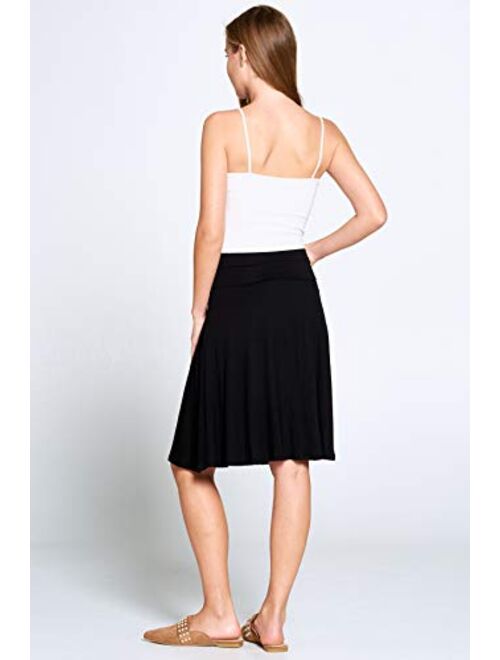Popana Womens Casual Knee Length A-Line Stretch Midi Skirt Plus Size Made in USA