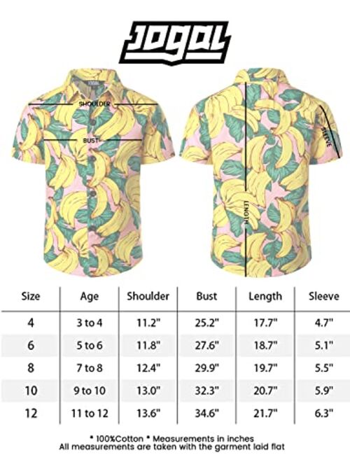JOGAL Boy's Hawaiian Shirt Short Sleeve Floral Button Down Beach Shirts