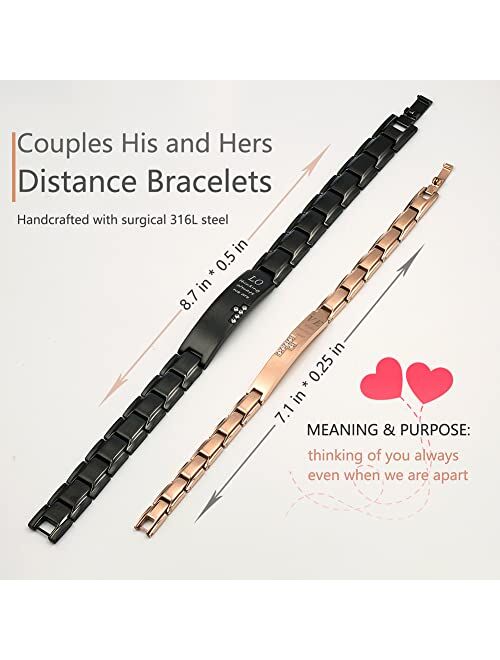 Wolentty Couples Distance Bracelets Love Matching Bracelets Gift for Men Women Valentine