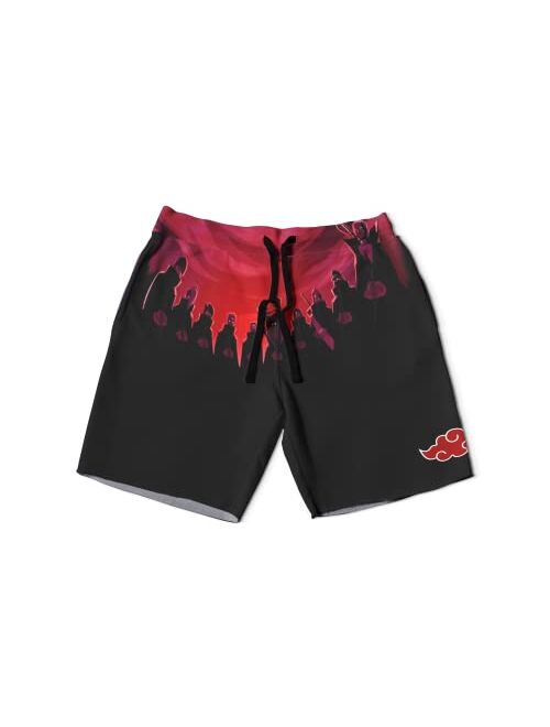 AILIBOTE Hawaiian Naru-to Akatsuki Men's Elastic Waist Swim Trunks Board Shorts