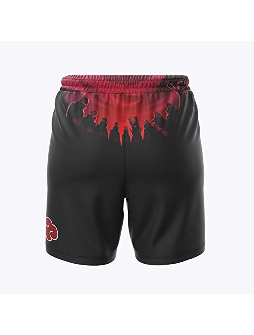 AILIBOTE Hawaiian Naru-to Akatsuki Men's Elastic Waist Swim Trunks Board Shorts