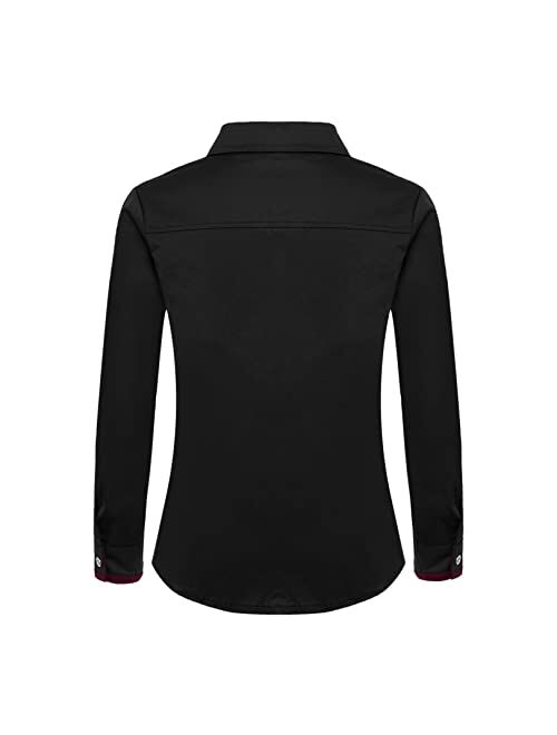 renvena Boys Long Sleeve Slim Fit Dress Shirt with Matching Tie, Lapel Collar Button Down