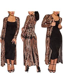 PROMLINK Sequin Cardigans Duster Sparkly Blazer Jackets Long for Women Evening