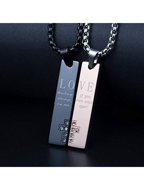 Wolentty Couple His Hers Distance Necklaces for Valentine's Day Gift