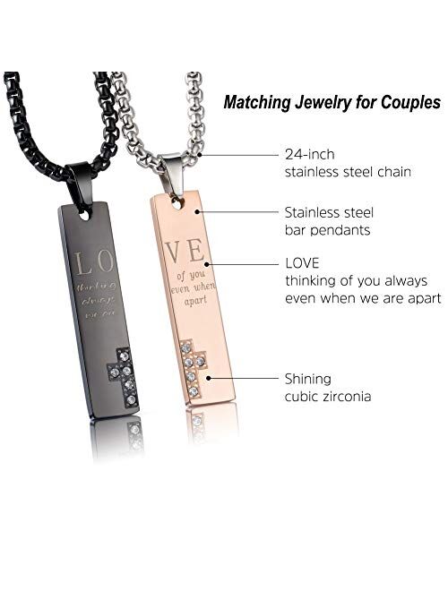 Wolentty Couple His Hers Distance Necklaces for Valentine's Day Gift