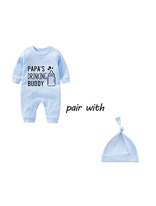 YSCULBUTOL Baby Twins Bodysuit Drinking Buddy Unisex Funny Letter Jumpsuit Clothes Outfits