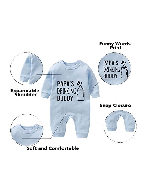 YSCULBUTOL Baby Twins Bodysuit Drinking Buddy Unisex Funny Letter Jumpsuit Clothes Outfits