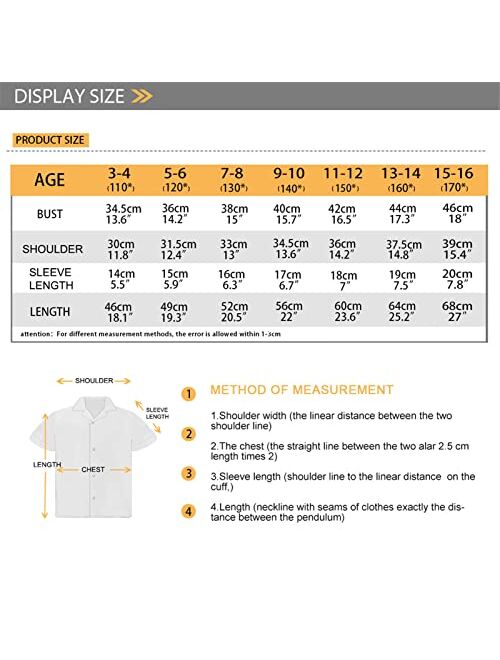Poceacles Boys Button Down Shirts, Hawaii Printed Beach Short Sleeve Dress Tee Tops for Kids Size 3-16 Years Old