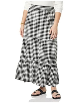 Women's Pull-on Woven Tiered Midi Skirt