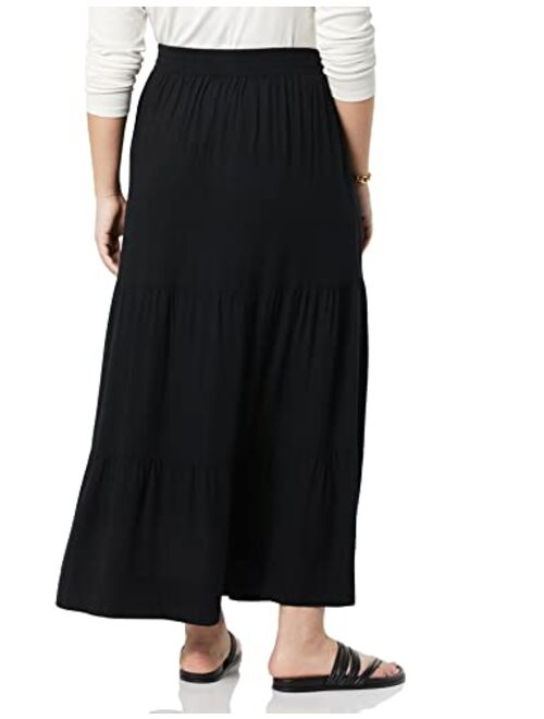 Amazon Essentials Women's Pull-on Woven Tiered Midi Skirt