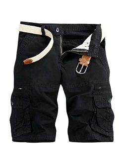PINKPUM Men's Cargo Shorts Lightweight Multi Pocket Casual Short Pants with No Belt