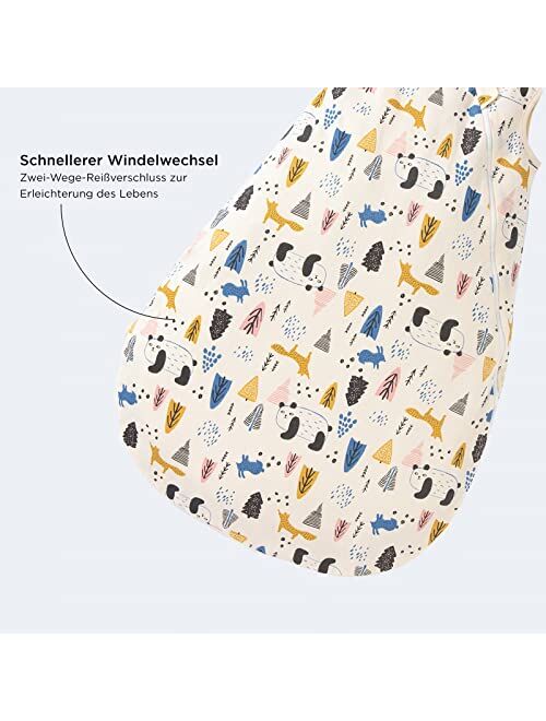 Duomiaomiao Unisex Baby Sleep Sack, 100% Cotton Baby Sleeping Bag, Wearable Blanket Baby, 2-Way Zipper Sleeping Bag Sack for Baby Toddler Girl Boy