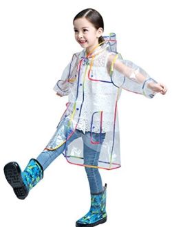 Bienvenu Rain Coats for Girls Rain Ponchos for Kids Rain Jacket with Colorful Edge
