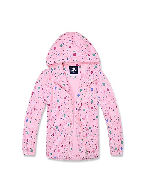 MGEOY Girls Rain Jackets Lightweight Waterproof Hooded Cotton Raincoats Windbreakers for Kids
