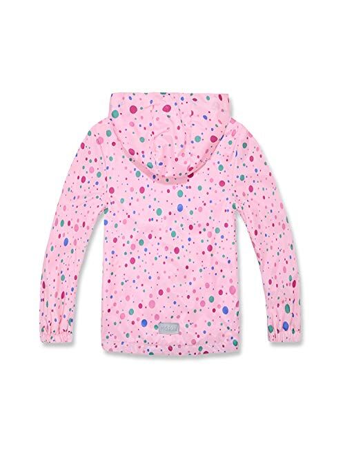 MGEOY Girls Rain Jackets Lightweight Waterproof Hooded Cotton Raincoats Windbreakers for Kids