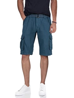 X RAY RAW X Mens Belted Cargo Shorts Relaxed Fit Casual Tactical Knee Length Cargo Shorts for Men