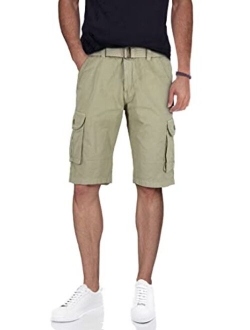 X RAY RAW X Mens Belted Cargo Shorts Relaxed Fit Casual Tactical Knee Length Cargo Shorts for Men