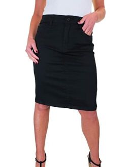 Paulo Due Women's Stretch Pencil Skirt Ladies Jeans Style Heavy Cotton Casual Summer Skirt 6-16