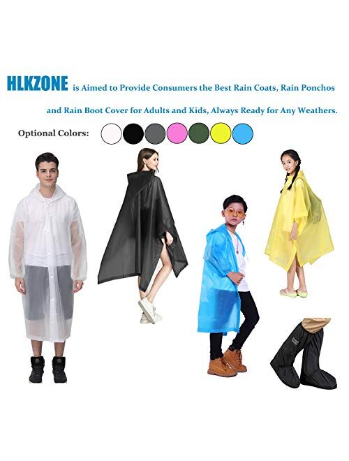 HLKZONE Raincoat for Kids, [2 Pack] EVA Kids Rain Coat Reusable Rain Poncho Jacket for Boys and Girls 6-13 Years Old