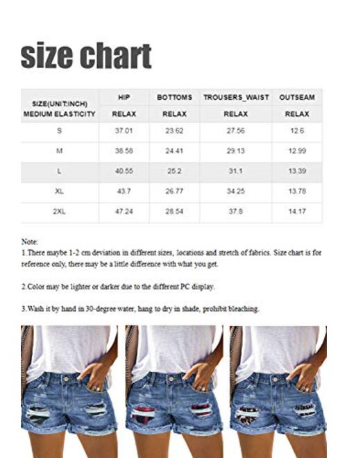 Happy Sailed Womens Ripped Denim Jean Shorts Casual Mid Rise Folded Hem Jeans Shorts with Pocket(S-XXL)