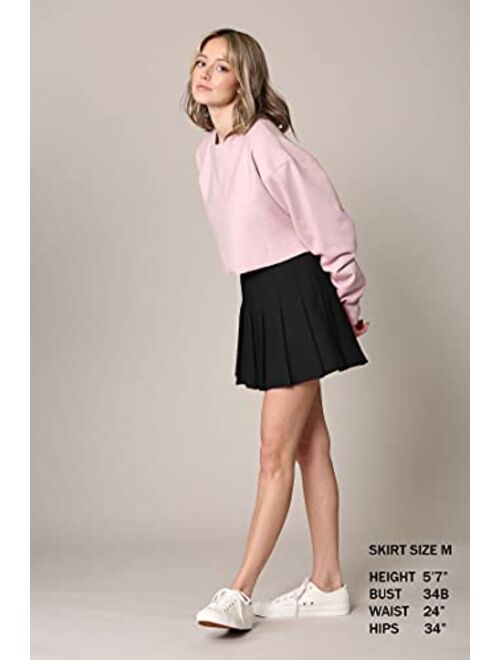 Made By Johnny Womens' Girls' High Waist Mini Plaid School Uniform Pleated Skater Tennis Skirt with Lining Shorts