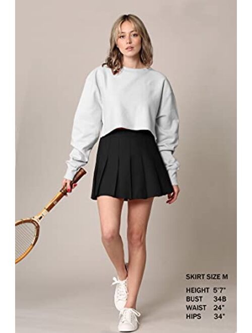 Made By Johnny Womens' Girls' High Waist Mini Plaid School Uniform Pleated Skater Tennis Skirt with Lining Shorts