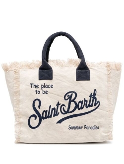 MC2 Saint Barth logo-print frayed beach-bag