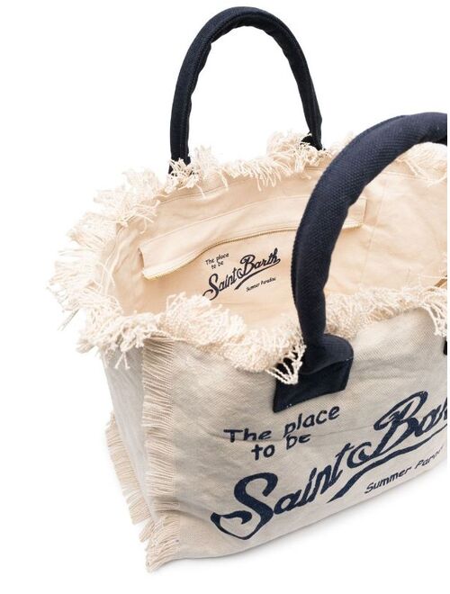 MC2 Saint Barth logo-print frayed beach-bag
