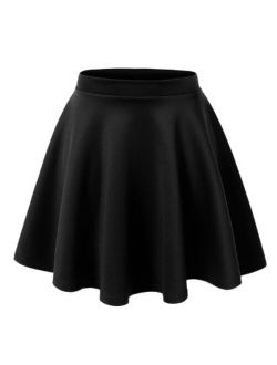 Women's Basic Versatile Stretchy Flared Casual Mini Skater Skirt XS-3XL Plus Size-Made in USA