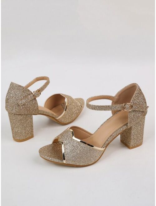 Shein Allover Glitter Ankle Strap Sandals