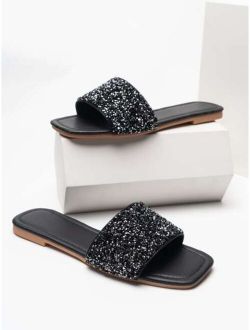 Glitter Decor Slide Sandals