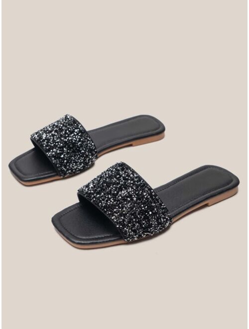 Shein Glitter Decor Slide Sandals
