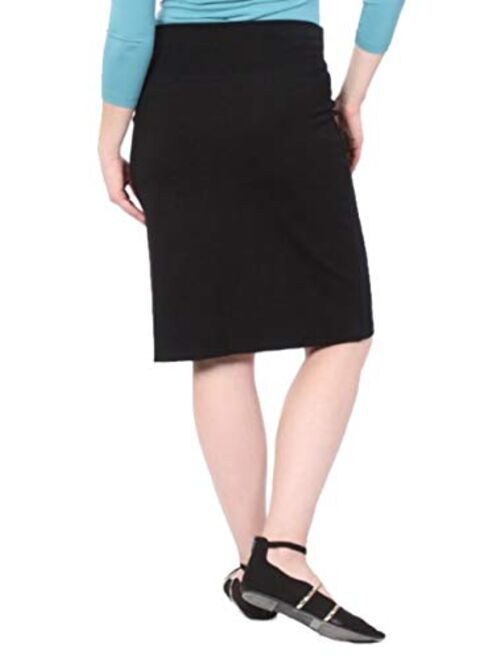 Kosher Casual Women's Modest Knee Length Stretch Pencil Skirt in Lightweight Cotton Spandex